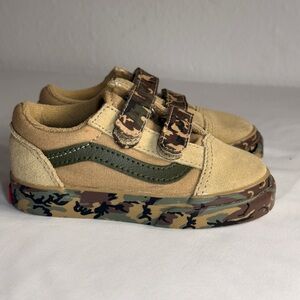 VANS Toddler Old Skool V Shoes- Camo - Tan & Green - Size: US 6
